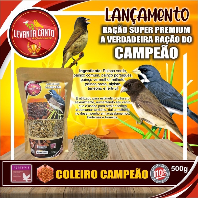 Coleiro Campeão 500g - Alimento Para Passaros