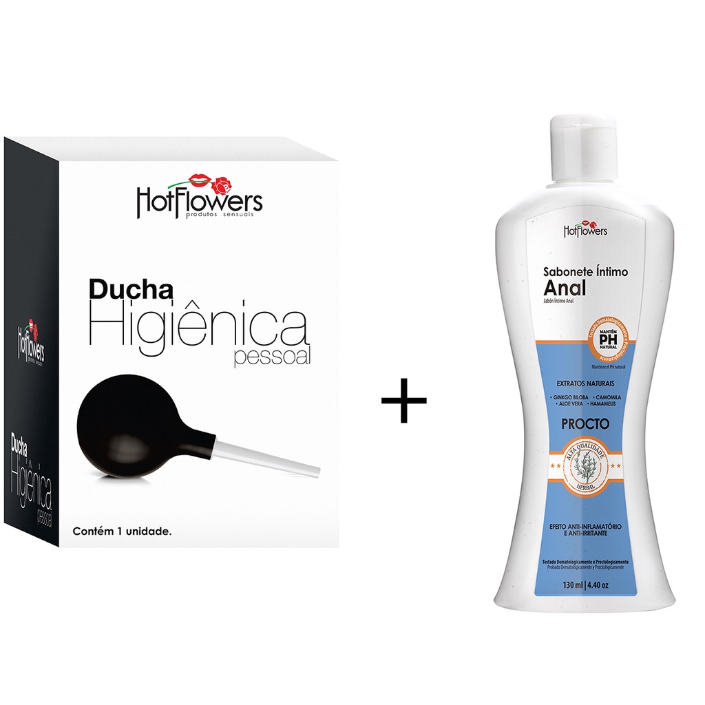 Kit Higiene Anal Sabonete Íntimo Líquido Procto 130ml + Ducha Higiênica  Chuca Xuca Sexo Anal