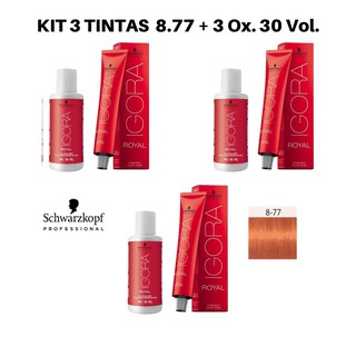 Kit Tinta Coloração Igora Royal 8.77 + 9.7 + 2 Ox 30 Vol. Schwarzkopf  Professional
