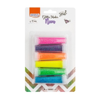 Glitter Shaker BRW Tubo Neon c/ 6 Cores