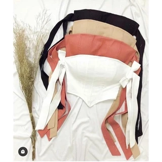 Cropped Feminino Bengaline Corselet Corset Juliette Com Bojo Tomara que Caia Com Laço nas Laterais