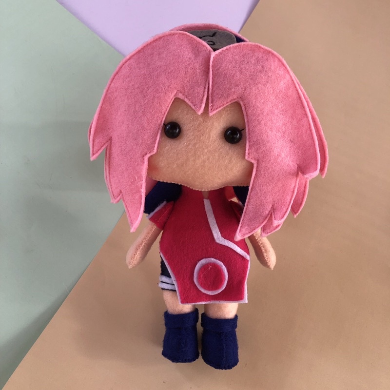 Boneca Miniatura Sakura Haruno Classico Feltro Pelúcia Anime