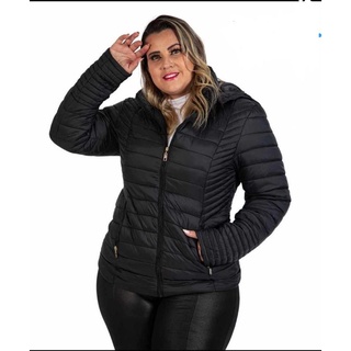 Jaqueta de nylon feminina plus sale size