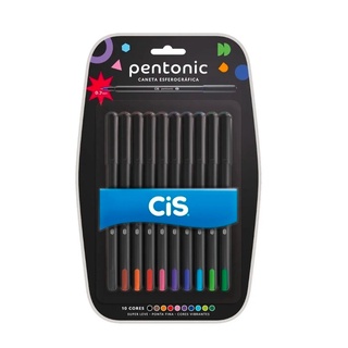 Caneta Esferográfica CIS Pentonic 0.7mm c/ 10 Cores