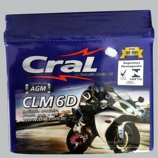 Bateria Moto Cral 6ah Titan 150 Cg 150 Mix Titan Fan Start 160/ Biz 100/ Biz 125 ks/ Crf 230/ Xre190 300/ Web 100/ Hunter 100/ Dafra nxr125 150 160