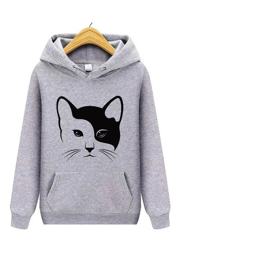 Blusa Moletom Feminina Canguru Gato Cat Animais Love Estampa