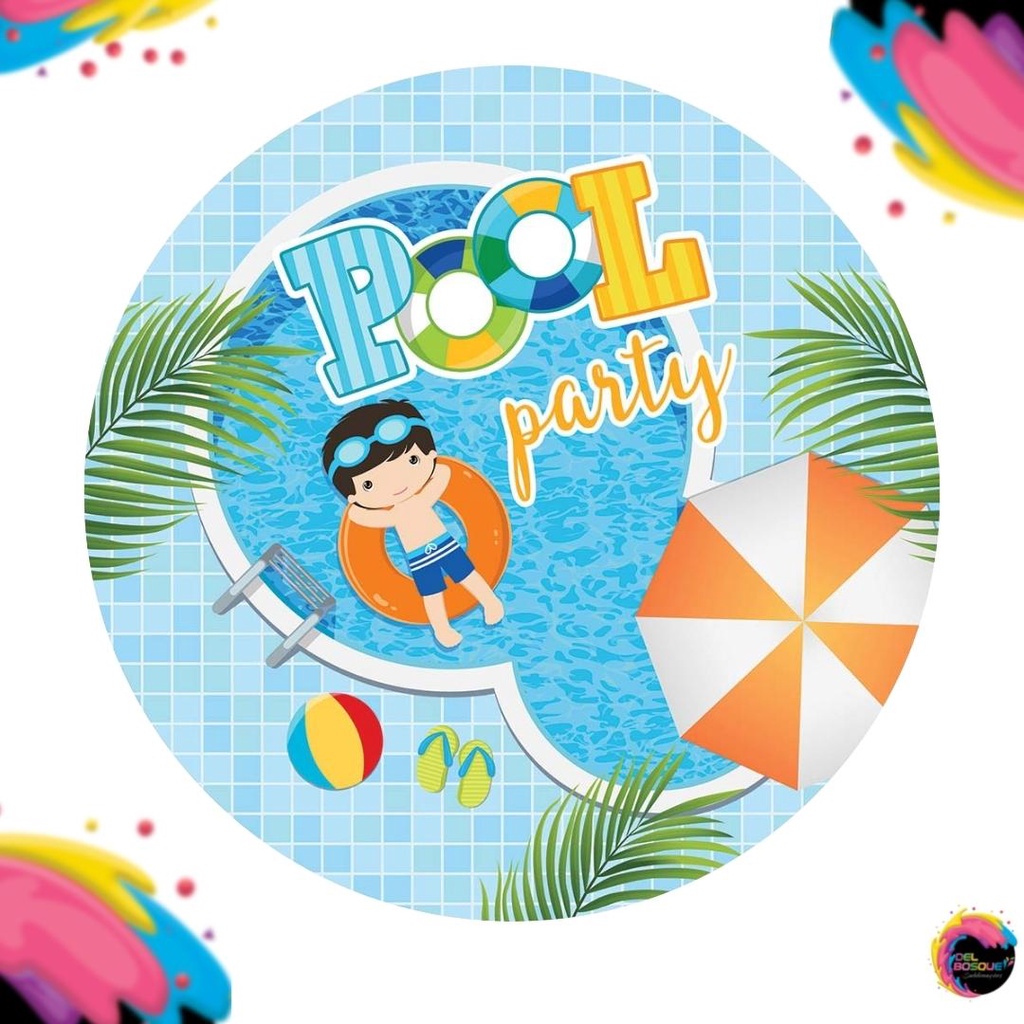 Painel Redondo em Tecido Sublimado Tema Pool Party | Shopee Brasil