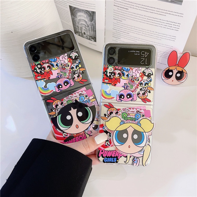 Samsung Galaxy Z Flip 4 5G Powerpuff Girls Popsocket PC Capa 3 Dura ...
