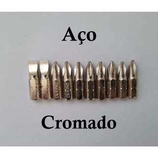 Jogo De Pontas Bits Curto Para Parafusadeira Kit C/10 Philips Fenda Imantado