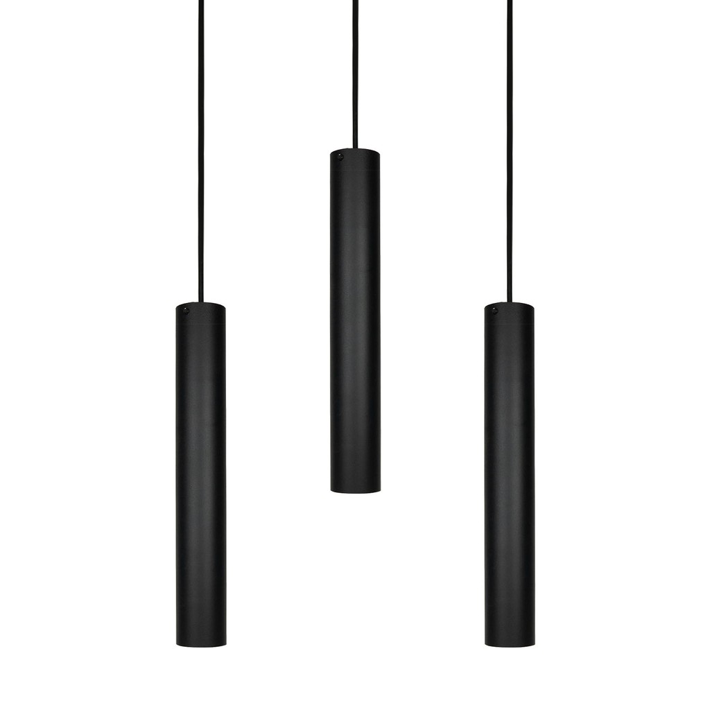 Kit 3 Pendente Tubo 35cm Gu10 Preto P/ Bancada Cozinha Banheiro Quarto