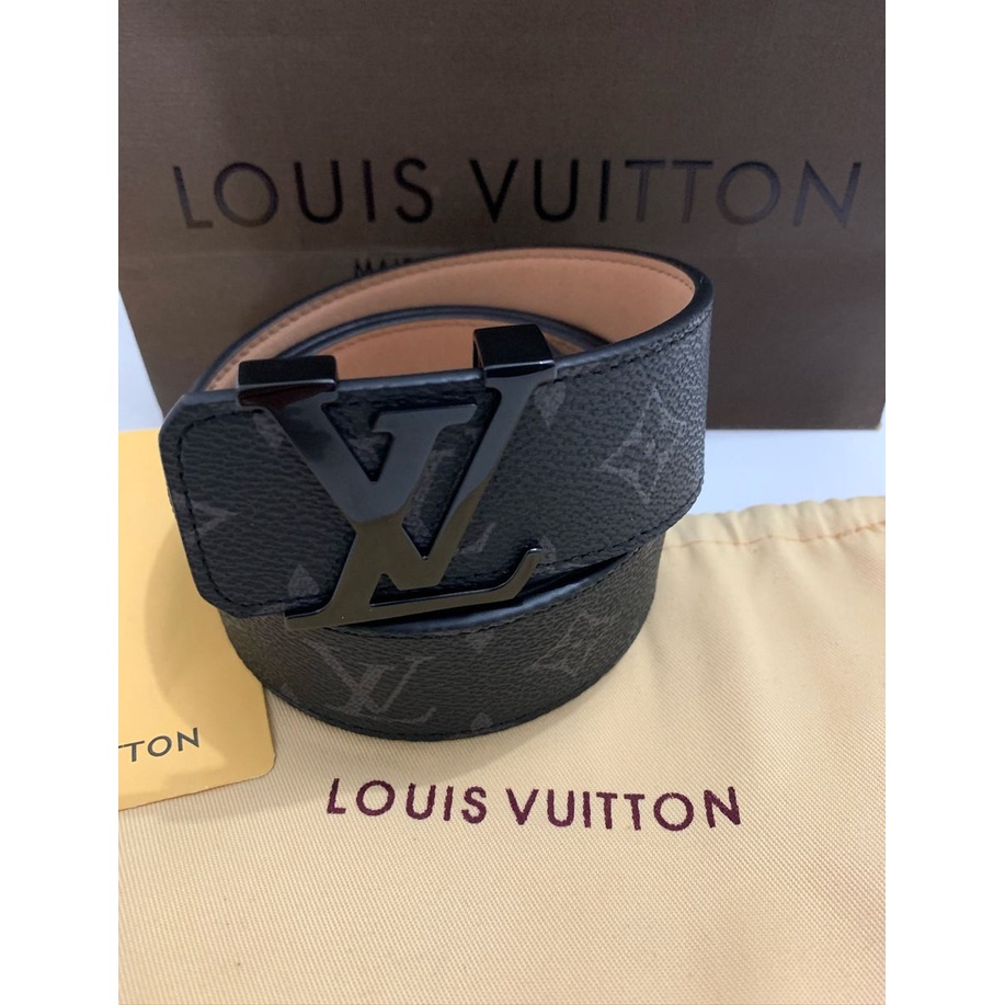 Cinto Masculino Couro Canvas Legítimo Louis Vuitton LV - Monogram Preto