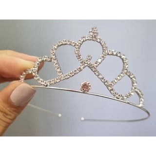 1 Tiara Daminha Strass Prata/Dourado Arco De Cabeça Coroa Princesa Infantil atacado noiva