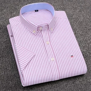 Casual 100 Algodão Manga Curta Oxford Listrada Camisa De Homem Impressa Xadrez Plus Size 7xl Masculina Camisas