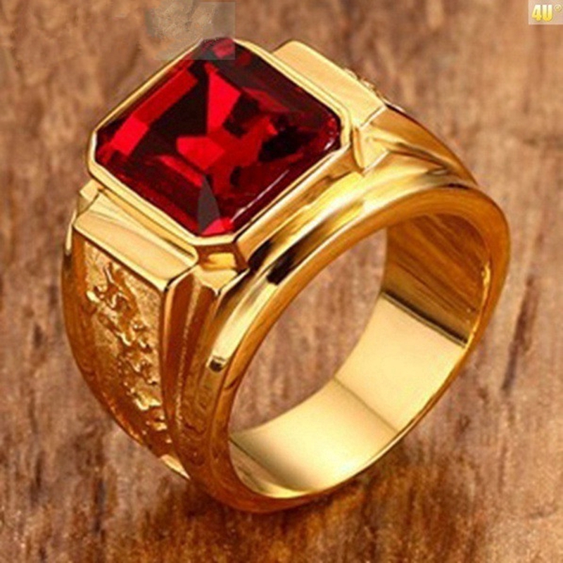 Anel De Moda Ouro Vintage Para Homens Diamante