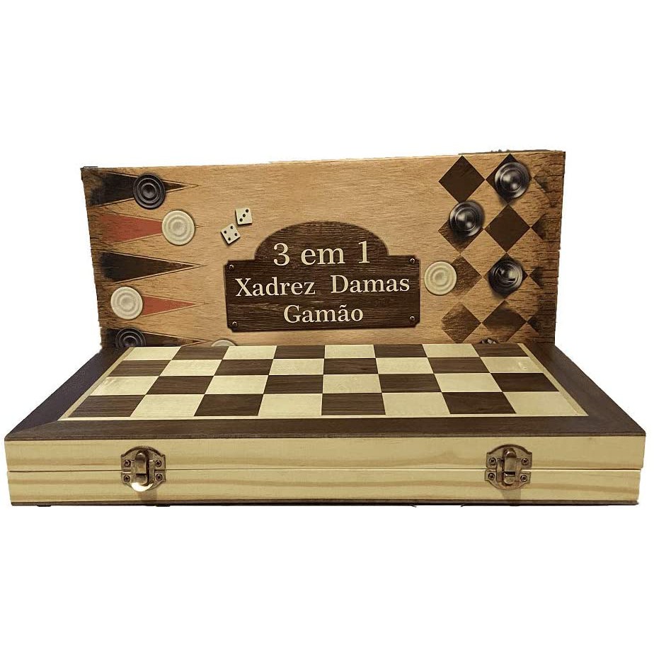 Jogo de xadrez/damas e gamão 3 em 1