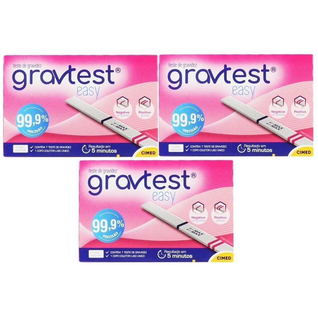 Kit Teste De Gravidez Grav Test Easy 3 Unidades Shopee Brasil 