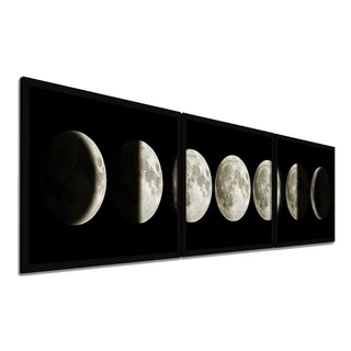 Quadro Decorativo com Moldura Mosaico Sala Quarto Fases Da Lua Grande