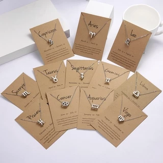 Colar Feminino Cartão De Papel Do Zodíaco Pingente Moda Clavícula Corrente Presente Jóias