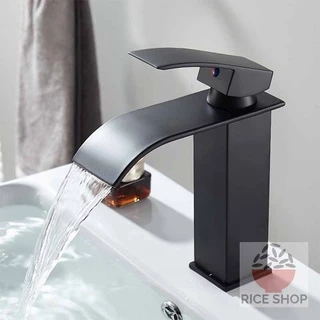 Torneira Misturador Monocomando Cascata Alta Qualidade Banheiro Lavatorio Curva 04 Baixa Preto