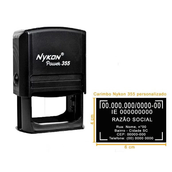 Carimbo Automático Nykon 355 6,0 cm x 4,0 cm - Ideal para CNPJ
