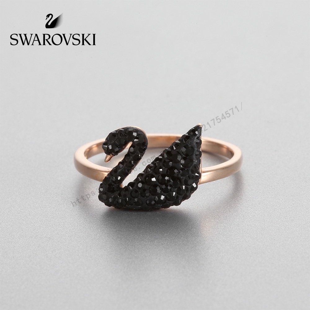 Swarovsk i Anel De Cristal De Diamante ICONIC Swan Black