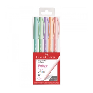 Caneta Esferográfica Trilux FABER-CASTELL Style Colors Pastel c/ 5 Cores
