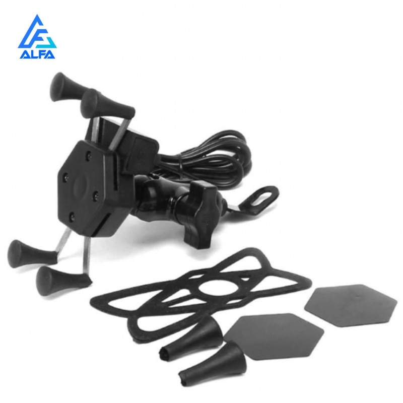 Suporte Garra Para Celular Moto Universal Com Carregador Usb
