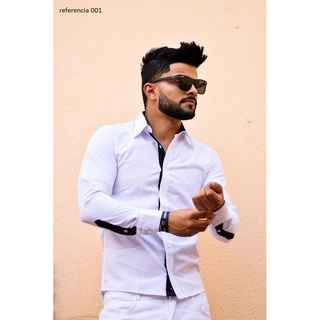 Blusão Camisas Social Masculina Slim Fit - Varias Estampas Lisa Manga Longa e Curta P AO GG