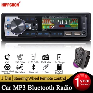 Rádio Automóvel Hippcron 1din Bluetooth Estéreo MP3 Player FM Receptor 60 Wx4 12V Suporte De Carregamento Cartão USB/TF Com Controle Remoto
