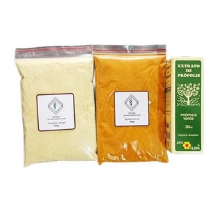 Kit para Shot de Imunidade Extrato de Própolis Verde + Gengibre em pó + Açafrão