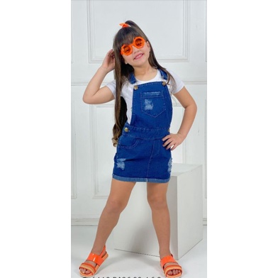 Jardineira jeans hot sale infantil saia