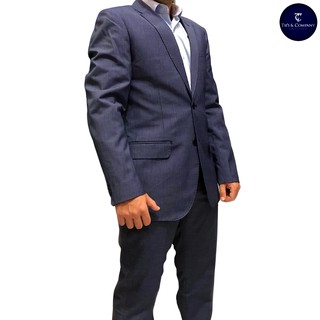 Terno masculino Slim Fit Poliviscose Trabalhado Azul T&C