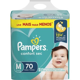 Fralda Pampers Confort Sec M 70 unidades