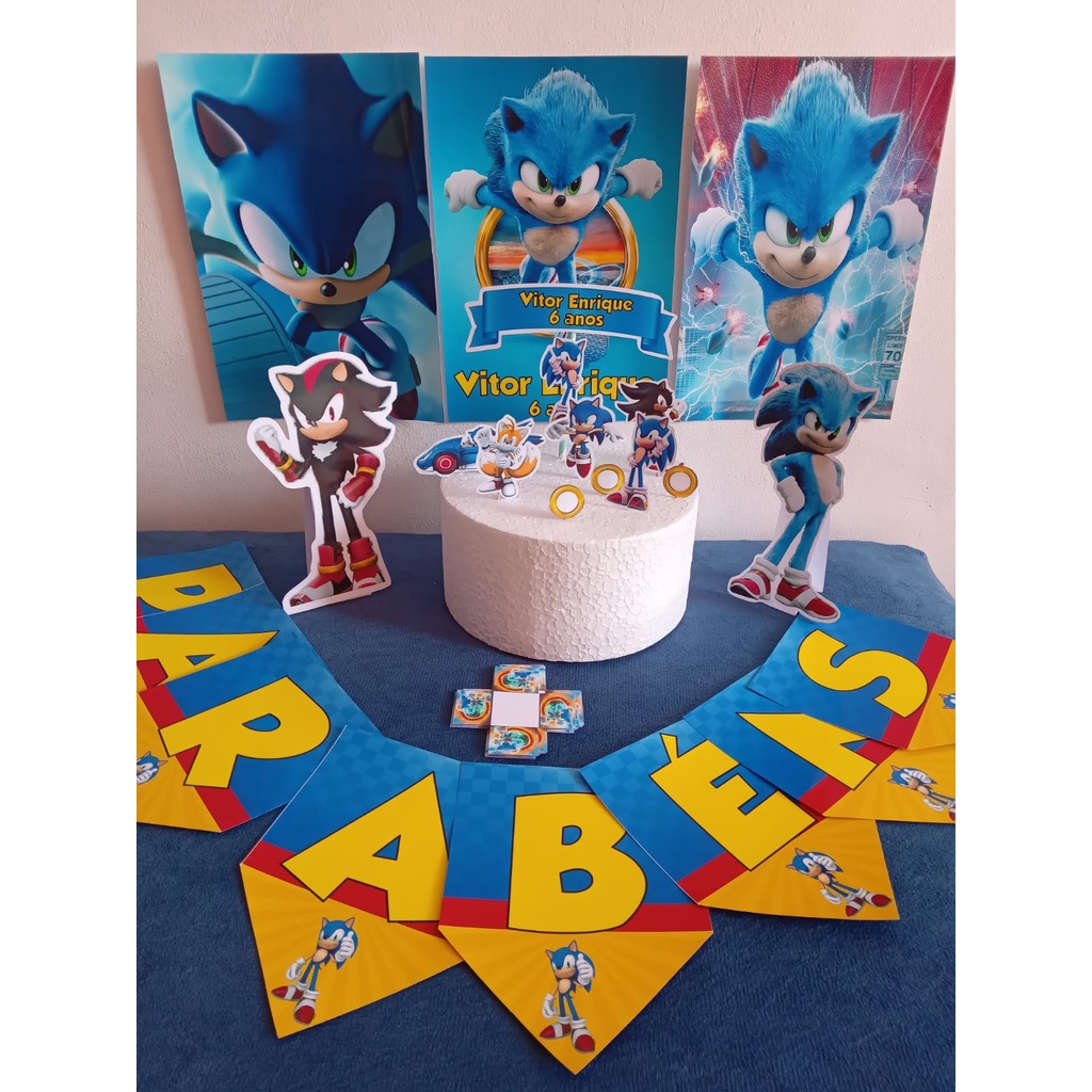 Festa Aniversário Sonic Filme Decoração Kit Ouro
