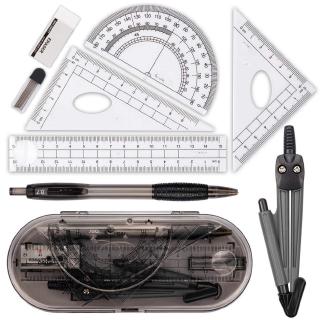 8PCS/Set Drawing Compass Ruler Kit Régua De Bússola Estudantes Exame Escolar Ferramentas Matemáticas Engenharia