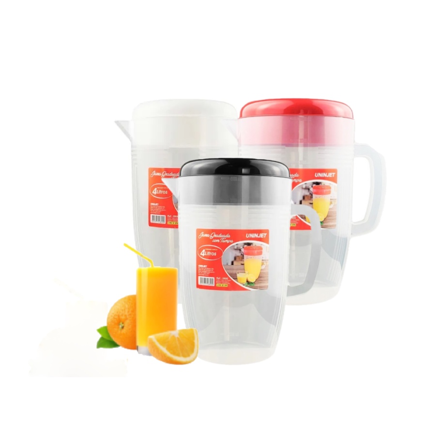 Jarra De Suco Grande de Plástico Graduada Com Tampa 4 litros | Shopee ...