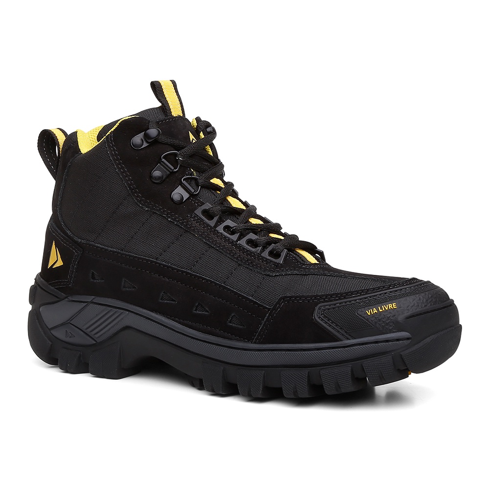 Bota Caterpillar de Couro Coturno Masculino Ref. 2190 Cor Black