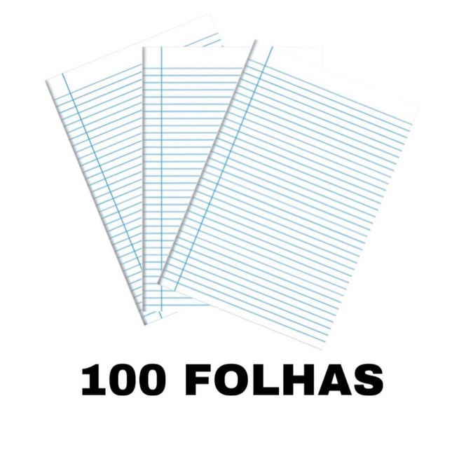 PAPEL FOLHA DE ALMAÇO COM PAUTA E MARGEM 100 FOLHAS | Shopee Brasil
