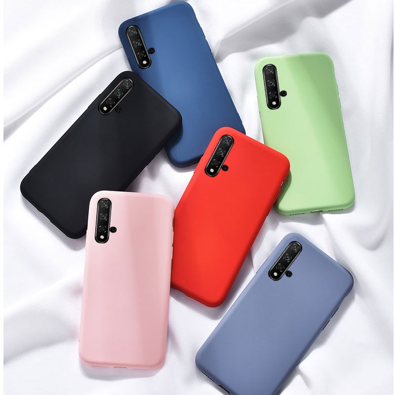 Huawei Nova 5T Case Liquid Silicone Soft Candy Color Plain