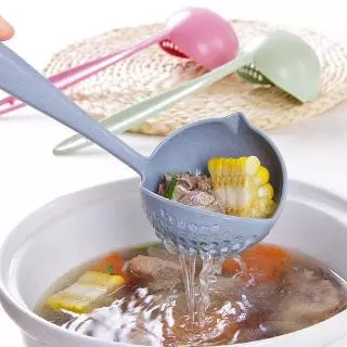 Colher De Sopa De Plástico Com Cabo Longo 2 Em 1 , Filtro , Talheres , Utensílios De Cozinha , Ferramenta De