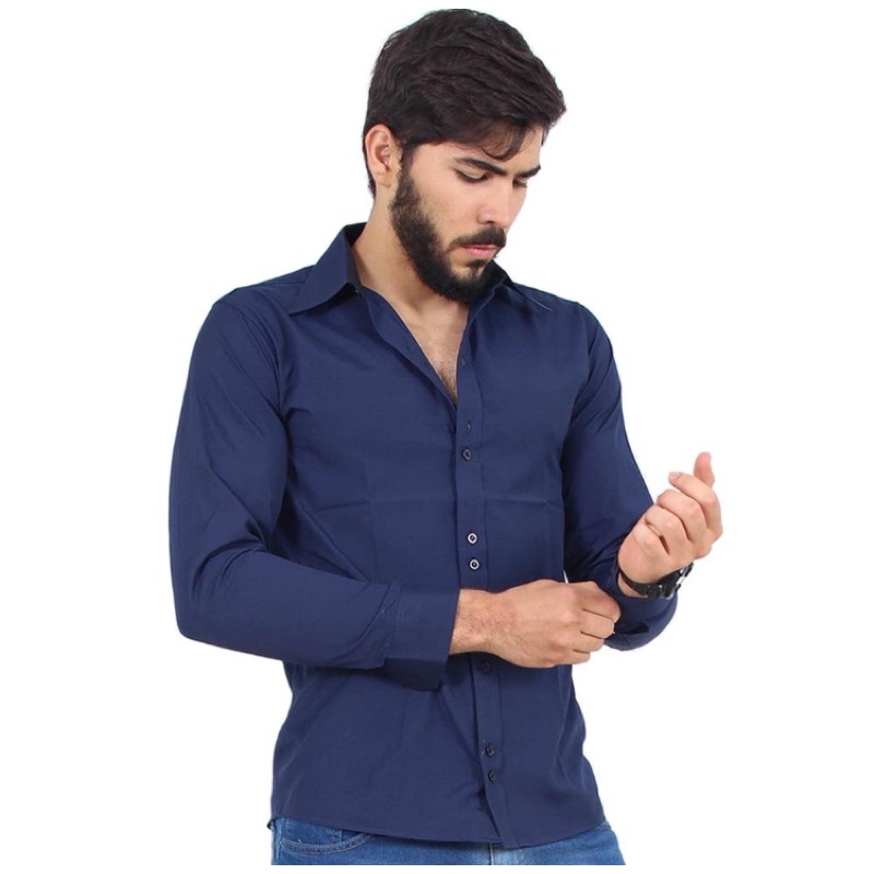 Camisa Social Masculina Manga Longa Slim Casual Luxo