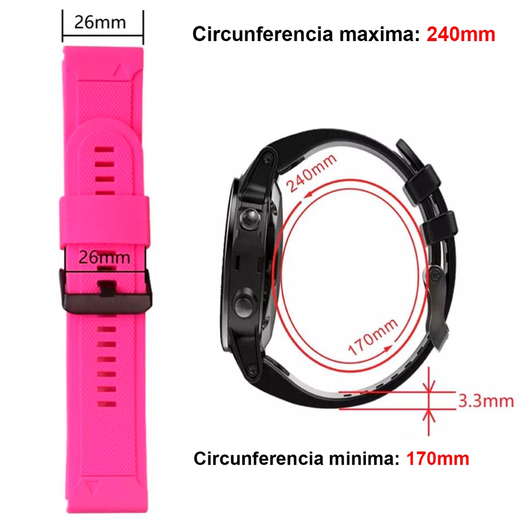 Pulseira Para Garmin 26mm Fenix 3/3hr/5x/5x plus/6x/6x pro/descent
