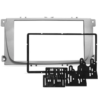 Moldura Painel 2 Din Multimidia Ford Focus 2009 A 2013 Prata