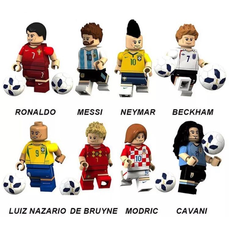 Kit 8 bonecos jogadores de futebol Lego compatível promoção blocos de montar