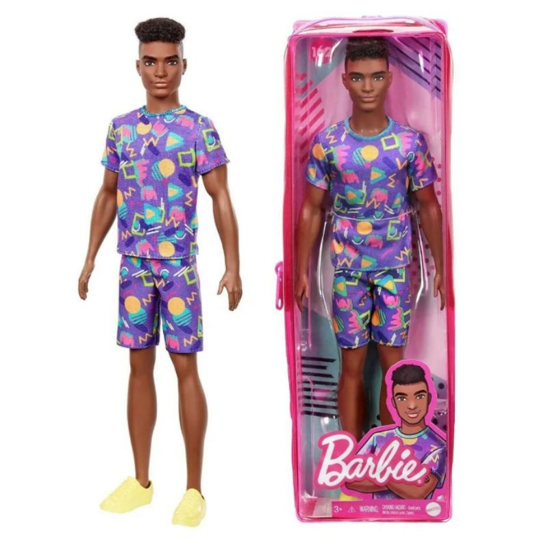 Boneco Ken Colecionável Moreno Negro - Roupa Moderna - Edição Especial 60  Anos - Inspirado Rocker Derek Do Ano De 1985 - Namorado Da Boneca Barbie 