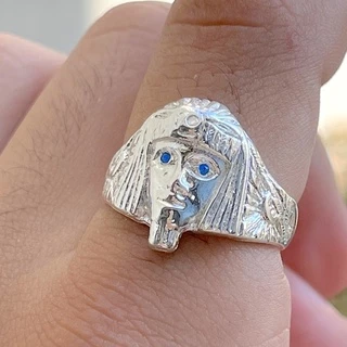 Anel Masculino De Prata 925 Italiana Anel de Faraó Com Pedras Banhado a Prata 925 Italiana Dedeira em Oferta na Shopee