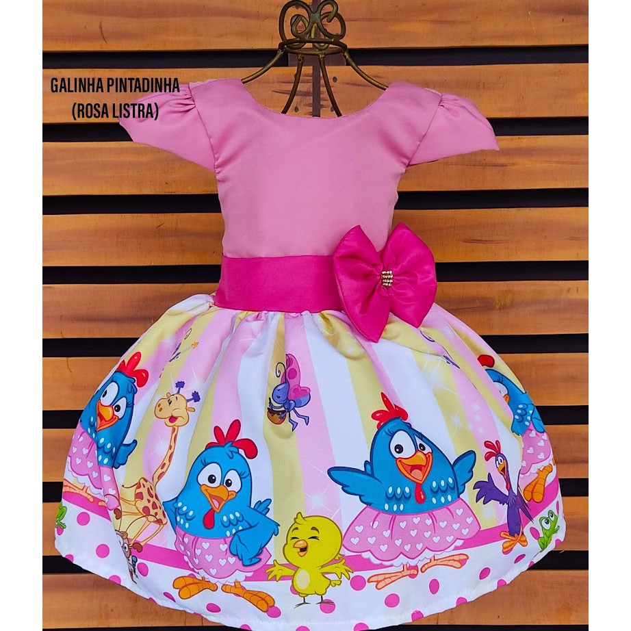 Vestido tematico store galinha pintadinha rosa