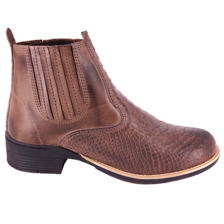Bota Texana Country Couro Legítimo Botina Bico Quadrado