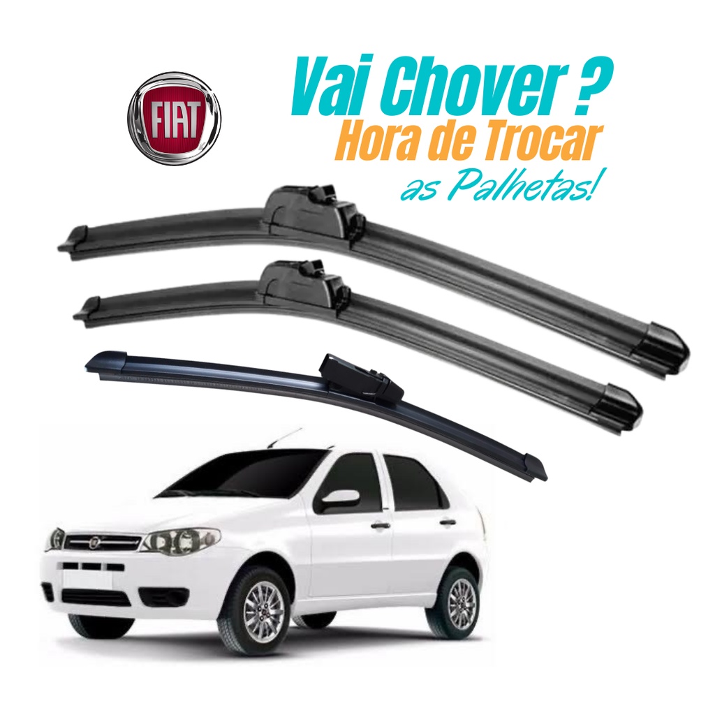 Kit 3 Palhetas Limpador De Parabrisa Dianteiro + traseiro Fiat Palio G3 ...