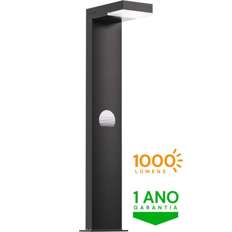 Luminaria Solar Balizador Refletor Led Poste Jardim Luz 100w 12h ...